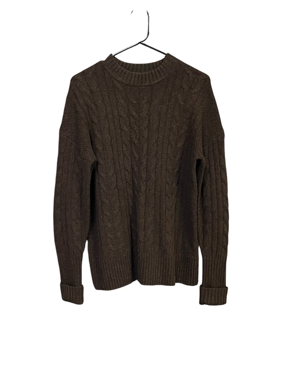 Banana Republic Brown Cable Knit Wool Cashmere Crewneck Sweater S Preppy Classic